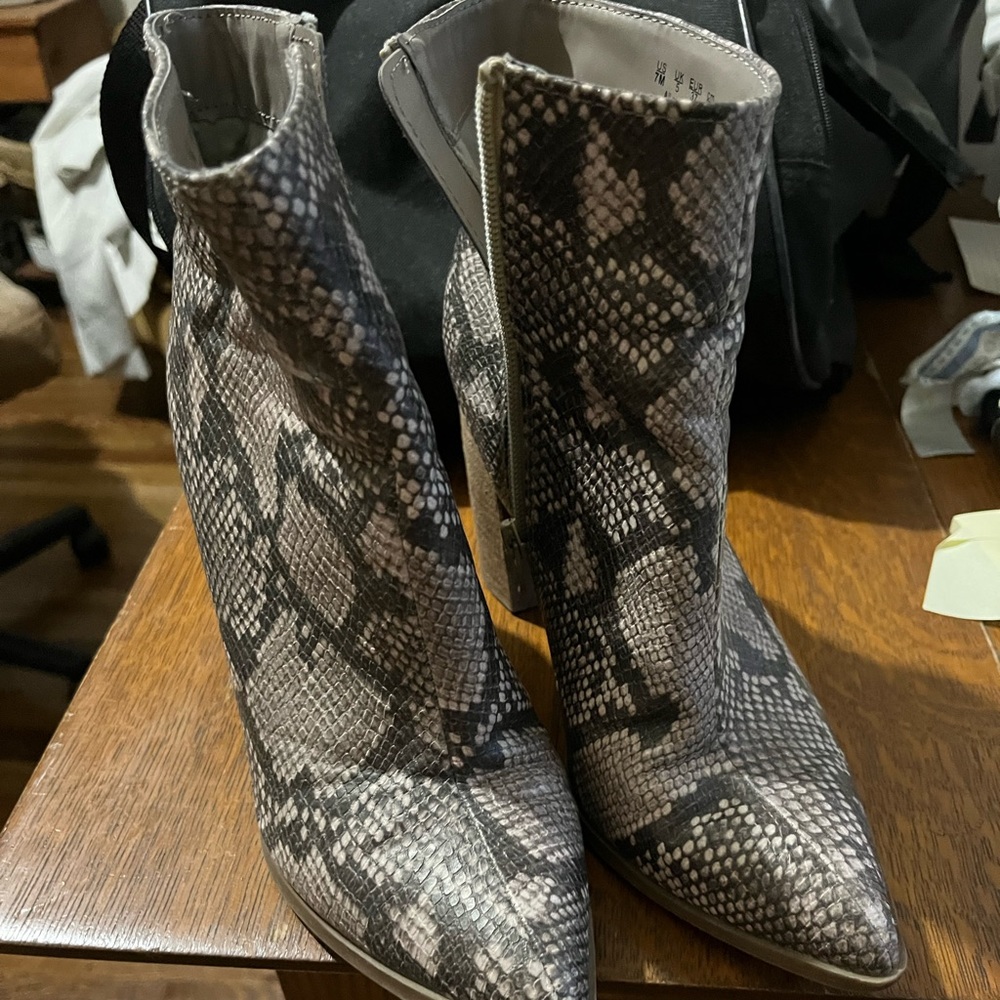 Snakeskin bootie